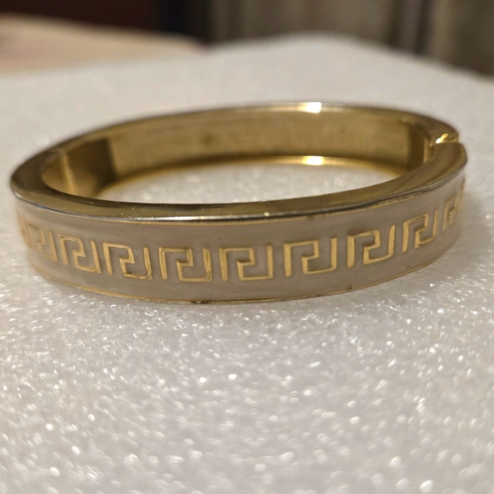 Gold and Cream Bangle Bracelet